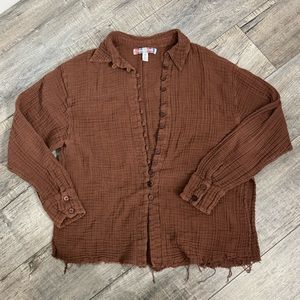 Urban Outfitters Distressed Button Up Long Sleeve, Size XS
